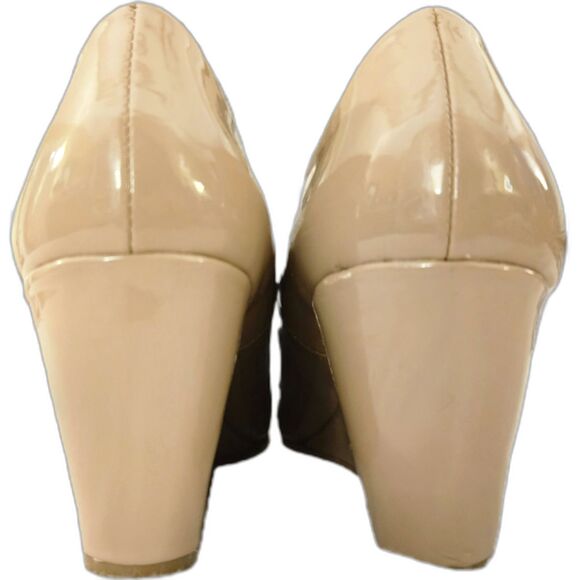 CL by Laundry Nima Patent Leather Nude Wedge Pumps Size 7 - Picture 3 of 7